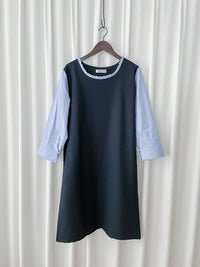 Spliced Shirt Dress 恤衫微彈裙身假兩件設計連衣裙/ DS9995
