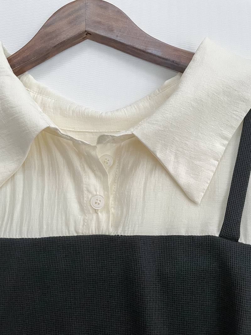 Shirt Vest OPS 領前後兩穿微光澤雪紡彈性舒適魚尾裙/ DS9996 (pre-order 10月9截單)