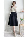 Button Skirt 裝飾鈕扣左右口袋傘裙/ SK8909（pre-order 10月9截單)