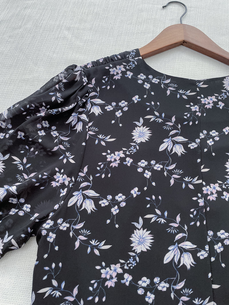 Lavender Daisy Dress 紫藍線條花顯腿長弧腰身口袋連身裙/ DS9997 (pre-order 10月9截單)