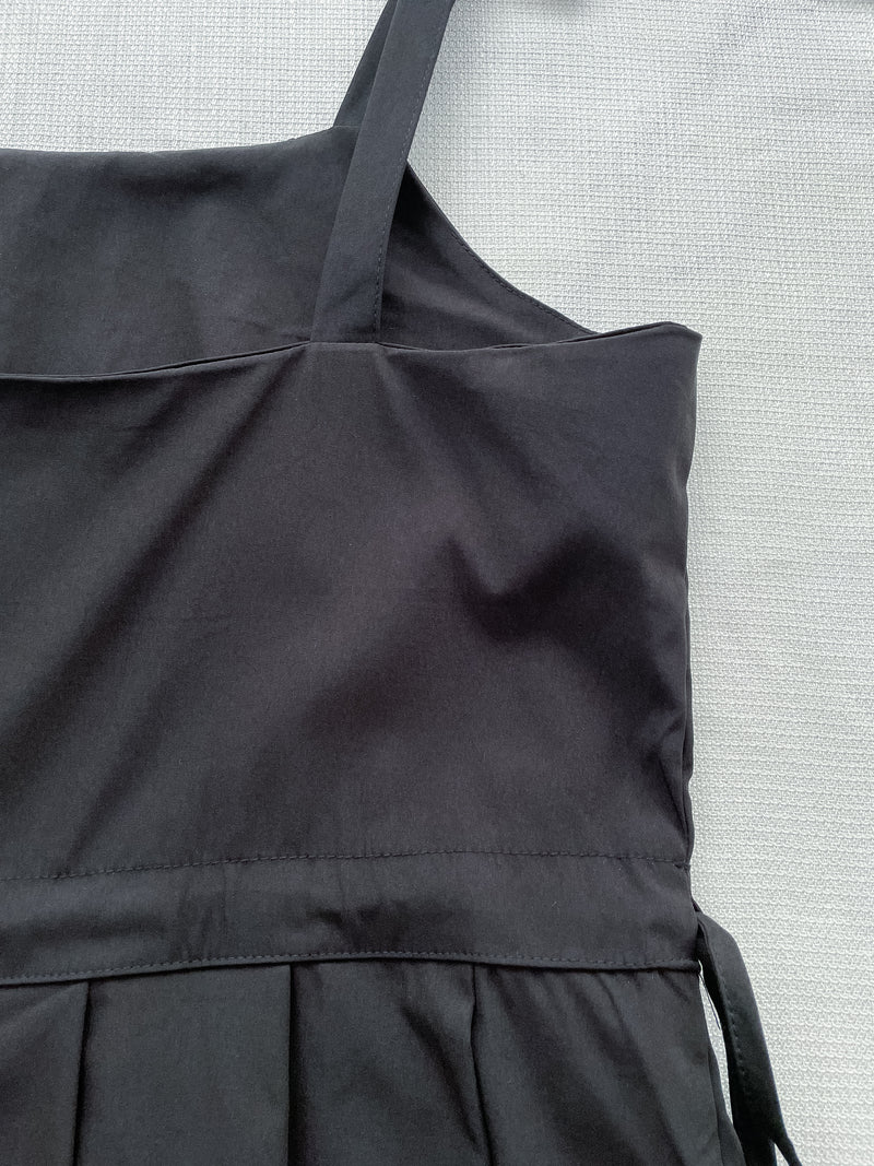 Vest Dress 平口側綁繩修腰腰下車褶背心裙/ DS9998