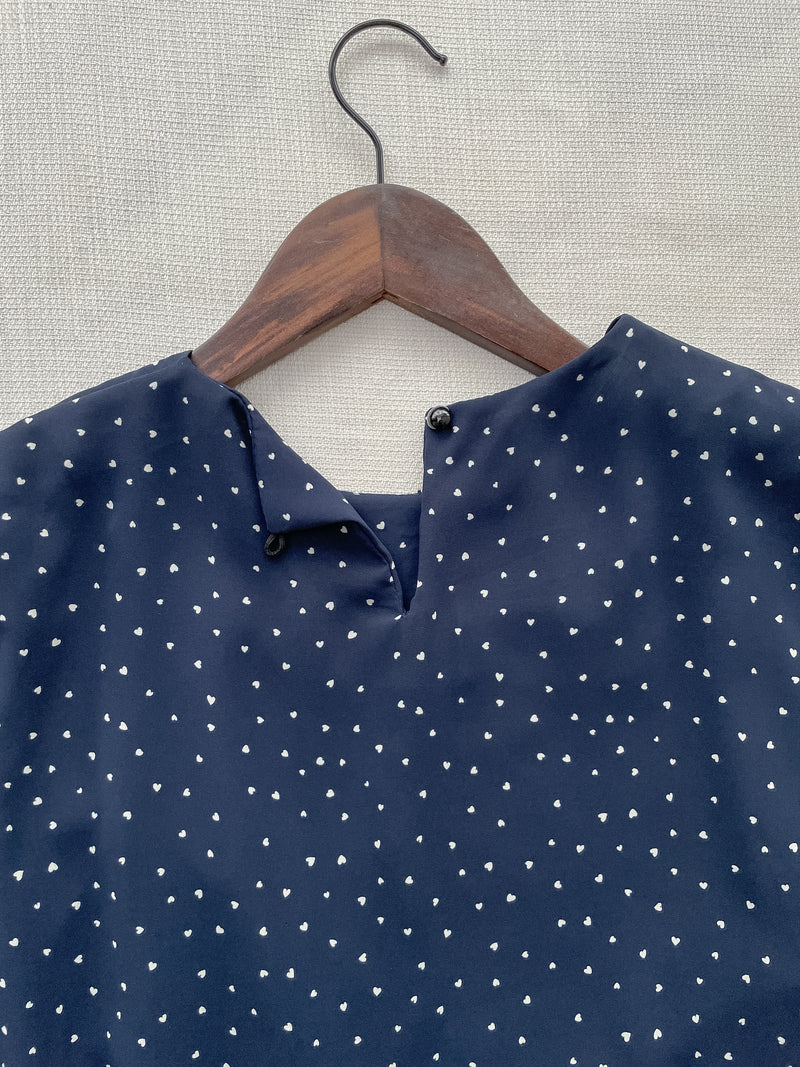 Heart Pleated Dress 側束腰愛心印花腰下百褶連衣裙/ DS9999 (pre-order navy 10月9截單)