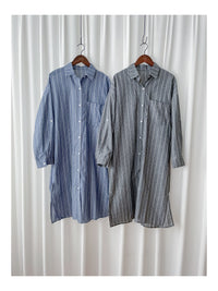 Shirt Stripe Dress 寬鬆微修身感直條紋恤衫裙 （可當外套) / DS1000