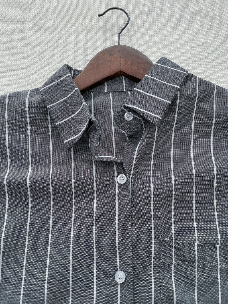Shirt Stripe Dress 寬鬆微修身感直條紋恤衫裙 （可當外套) / DS1000