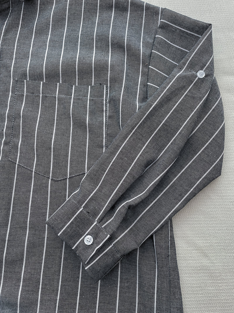 Shirt Stripe Dress 寬鬆微修身感直條紋恤衫裙 （可當外套) / DS1000