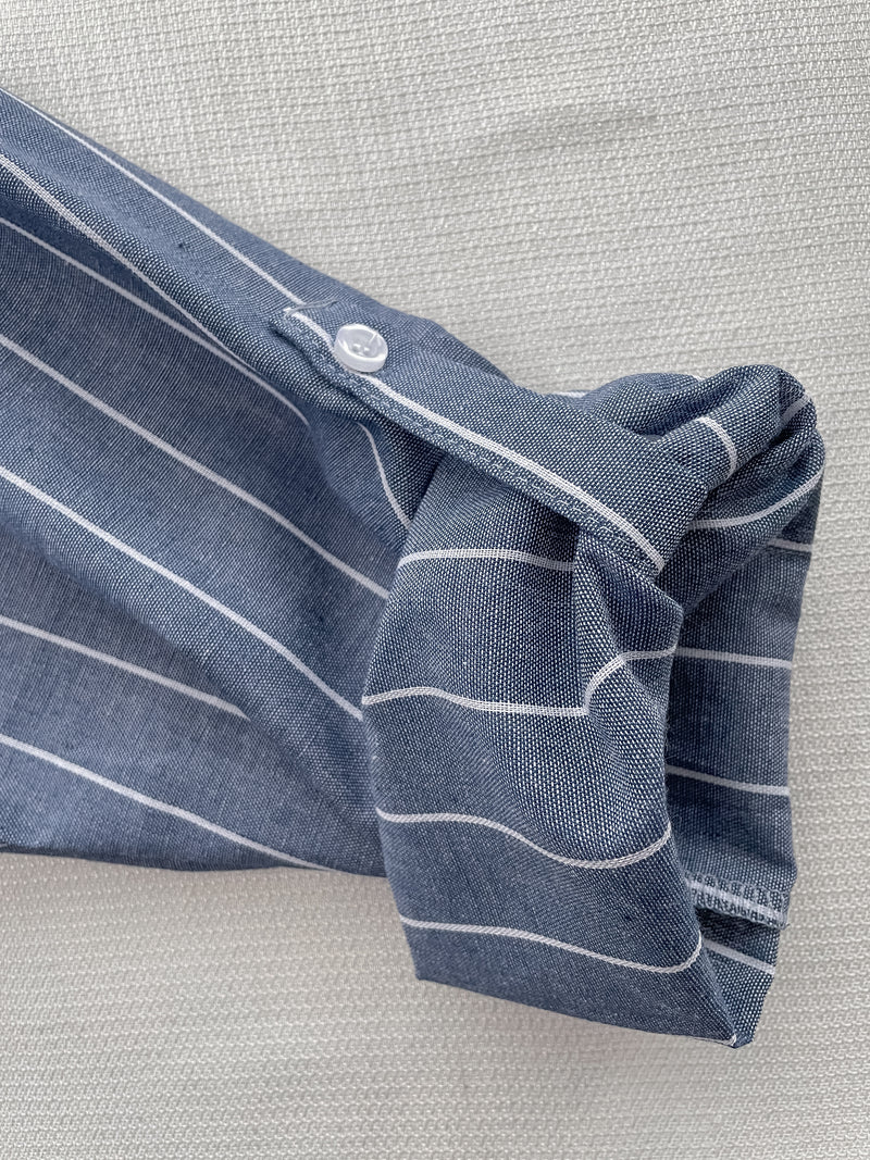 Shirt Stripe Dress 寬鬆微修身感直條紋恤衫裙 （可當外套) / DS1000