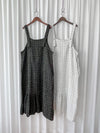 Tweed Vest Dress 十字線棉布寬鬆魚尾吊帶裙/ DS1001 (pre-order white)