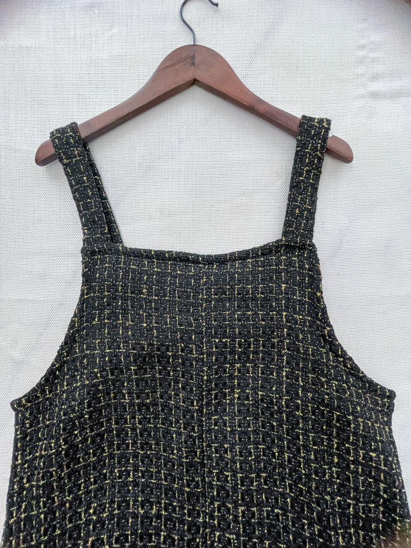 Tweed Vest Dress 十字線棉布寬鬆魚尾吊帶裙/ DS1001 (pre-order white)