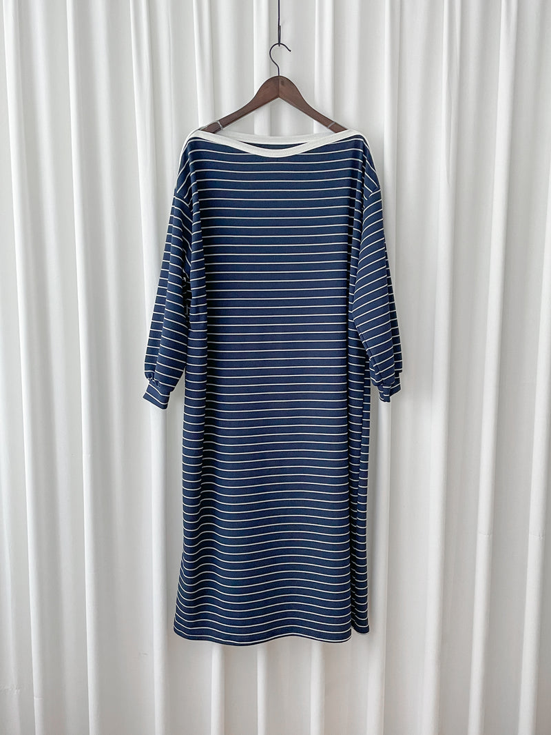 Navy Stripe Dress 法式橫條紋大空間直裙連身裙/ DS1004