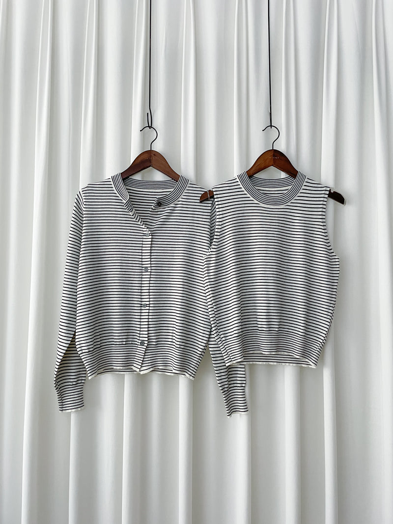 Stripe Set 細條紋彈性針織套裝/ SE8091