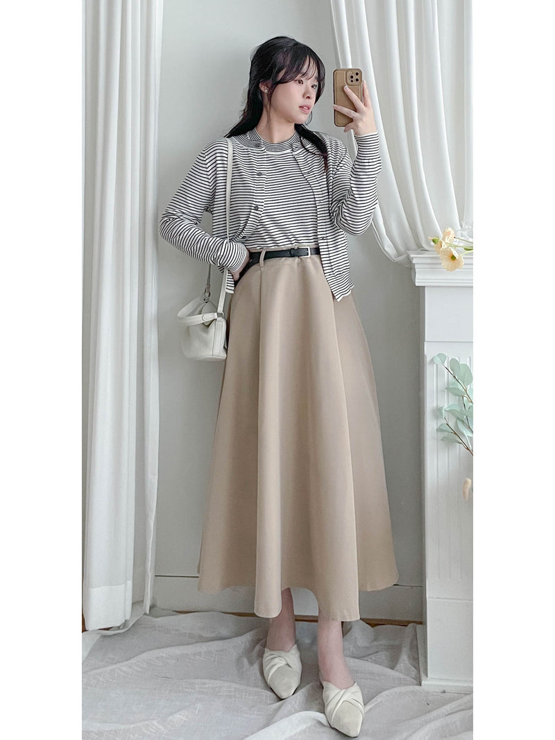 Belt Skirt 簡潔腰帶修腰大A字裙（附送腰帶）/ SK8911