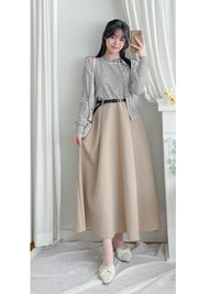 Belt Skirt 簡潔腰帶修腰大A字裙（附送腰帶）/ SK8911