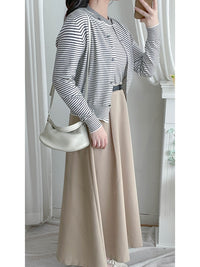 Belt Skirt 簡潔腰帶修腰大A字裙（附送腰帶）/ SK8911