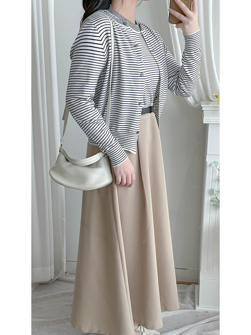 Belt Skirt 簡潔腰帶修腰大A字裙（附送腰帶）/ SK8911