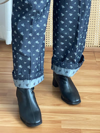 Floral Pattern Pants 花束印花牛仔色西褲/ PT8439