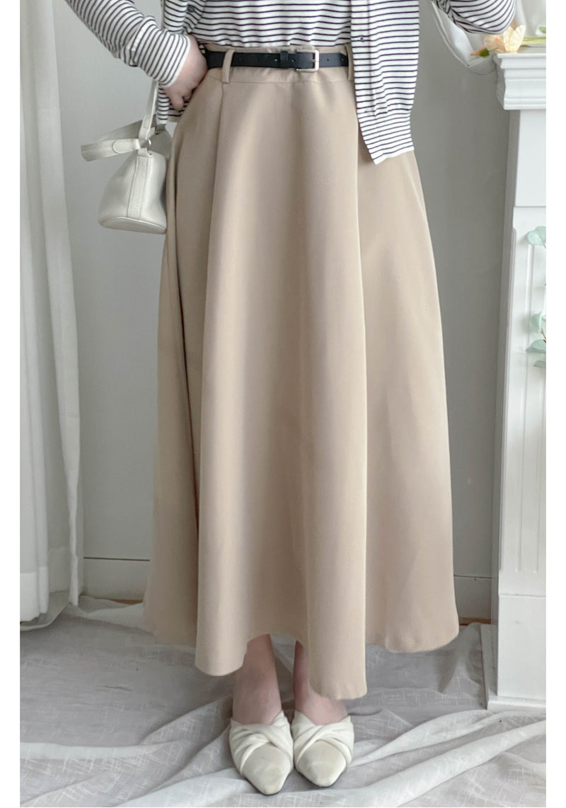 Belt Skirt 簡潔腰帶修腰大A字裙（附送腰帶）/ SK8911
