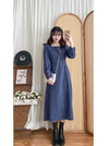 ! 熱賣款式 限量現貨 ✨Square Collar Dress 紫藍色方領口左右帶子修腰連身裙/ DS9747