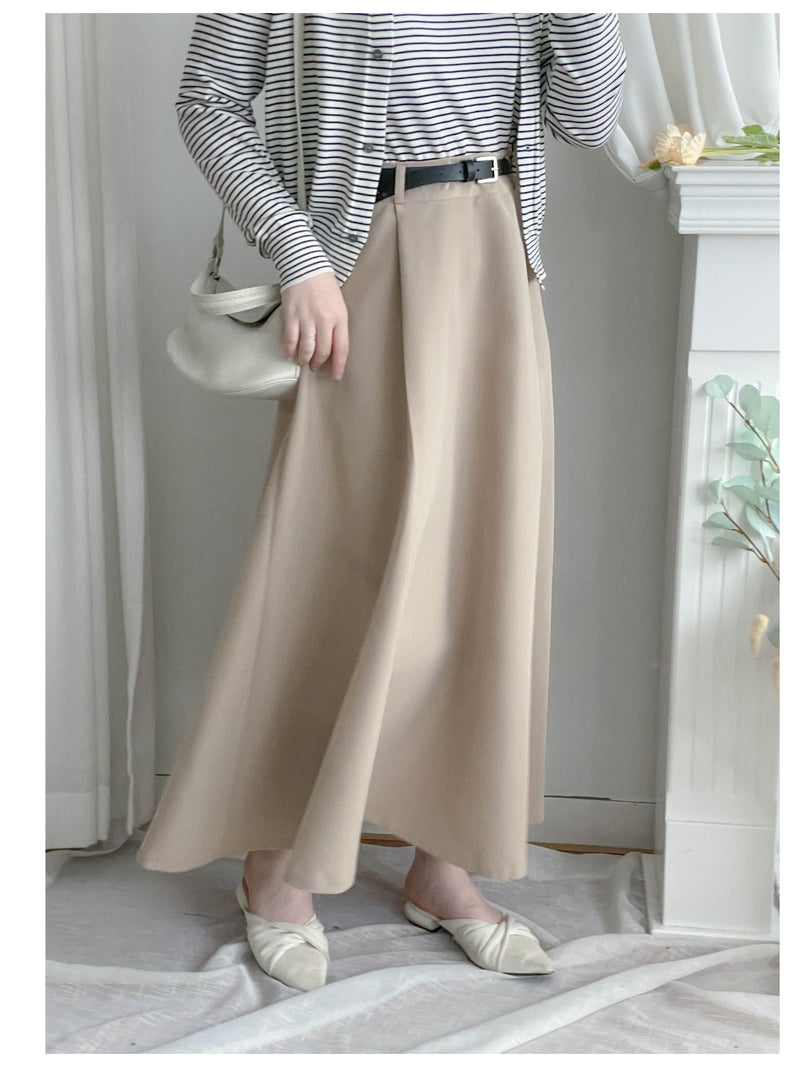 Belt Skirt 簡潔腰帶修腰大A字裙（附送腰帶）/ SK8911