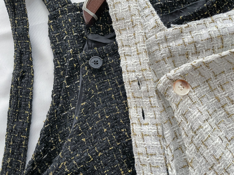 Tweed Vest Dress 十字線棉布寬鬆魚尾吊帶裙/ DS1001 (pre-order white)