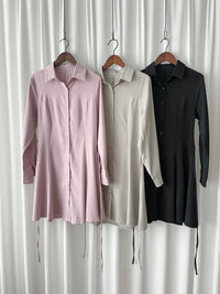 Shirt Dress 修飾線條剪裁修腰A形連身裙/ DS1003
