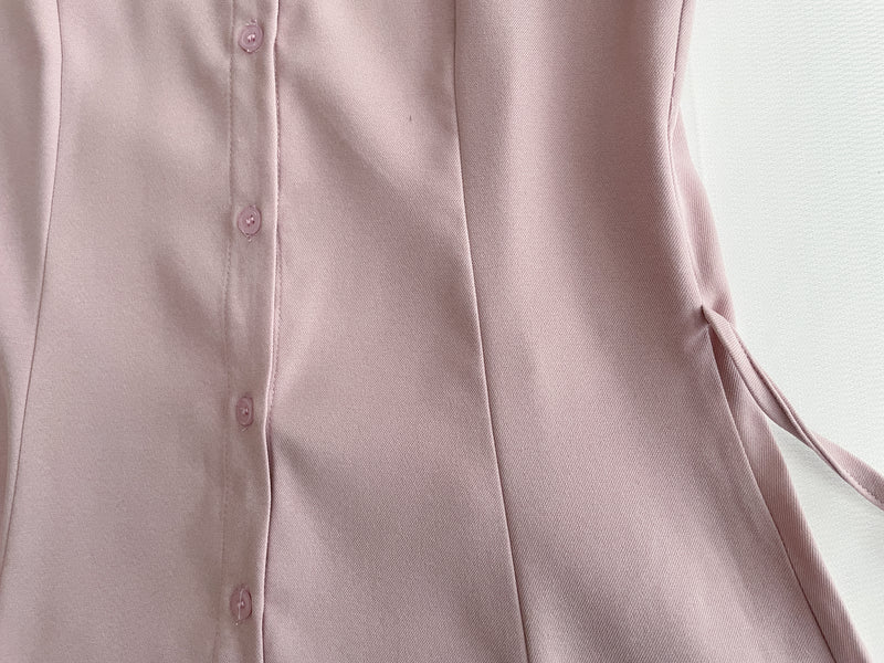 Shirt Dress 修飾線條剪裁修腰A形連身裙/ DS1003