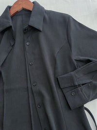 Shirt Dress 修飾線條剪裁修腰A形連身裙/ DS1003