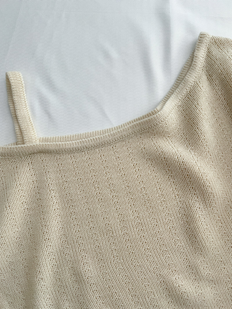 Crop Knit Top 短版斜肩設計吊帶針織/ TP9194