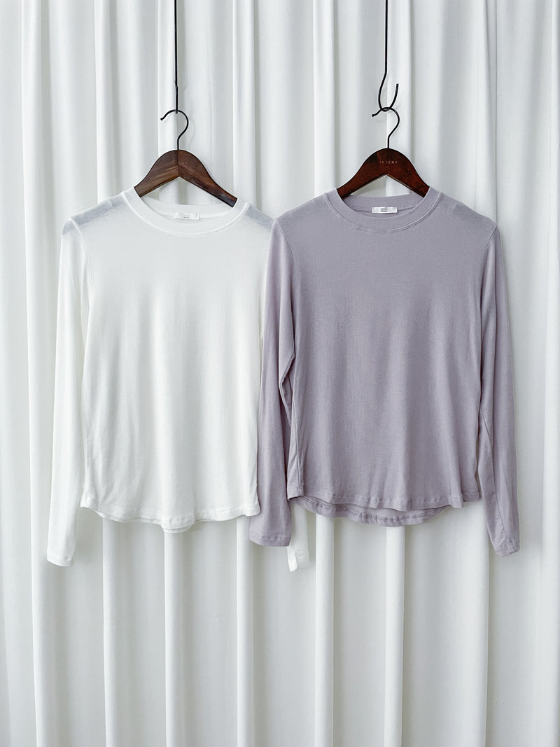 CottonFlower Top 百搭極舒適修身舒適彈性上衣/ TP9188 （pre-order lavender)