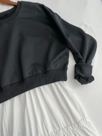 Sweater Elegant OPS 假兩件衛衣X傘裙設計連身裙/ DS1006