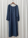 Moonlight Navy Dress 特色鈕扣設計修腰連身裙/ DS1008