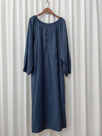 Moonlight Navy Dress 特色鈕扣設計修腰連身裙/ DS1008