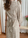 Mustard Floral Wrap Dress 包式穿著白印花傘魚尾裙連身裙/ DS9742