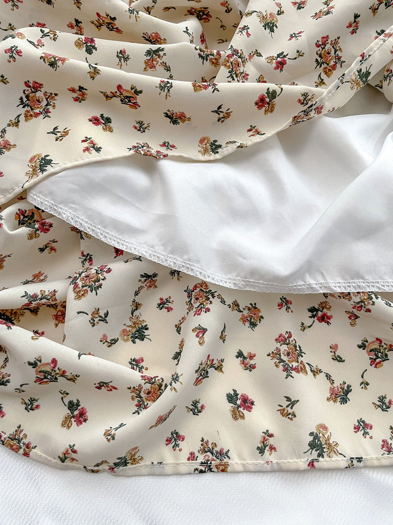 Lace Collar Floral Dress 細花邊圓領修腰印花連身裙/  DS1010