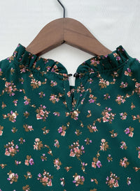 Lace Collar Floral Dress 細花邊圓領修腰印花連身裙/  DS1010