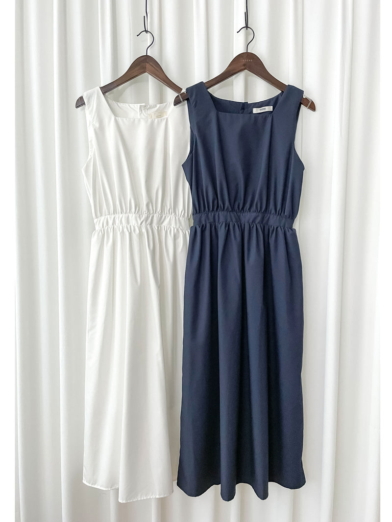 Square Collar Vest Dress 方領口單排鈕扣設計背心連身裙/ DS1012