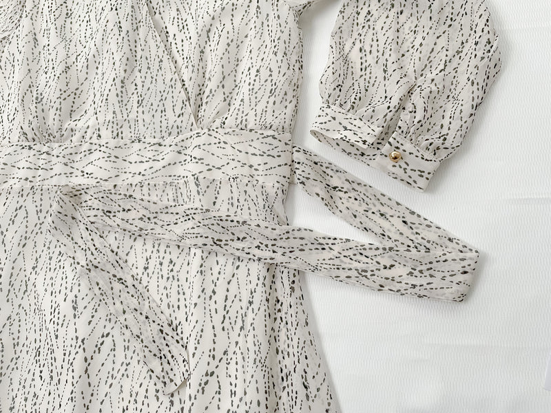 Firework Dress 花火線條雪紡金鈕扣連身裙/ DS1016