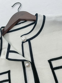 Coco Pearl Cardigan & Top 光澤珍珠鈕白黑滾邊外套或上衣 /TP9192