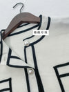 Coco Pearl Cardigan & Top 光澤珍珠鈕白黑滾邊外套或上衣 /TP9192