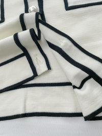 Coco Pearl Cardigan & Top 光澤珍珠鈕白黑滾邊外套或上衣 /TP9192