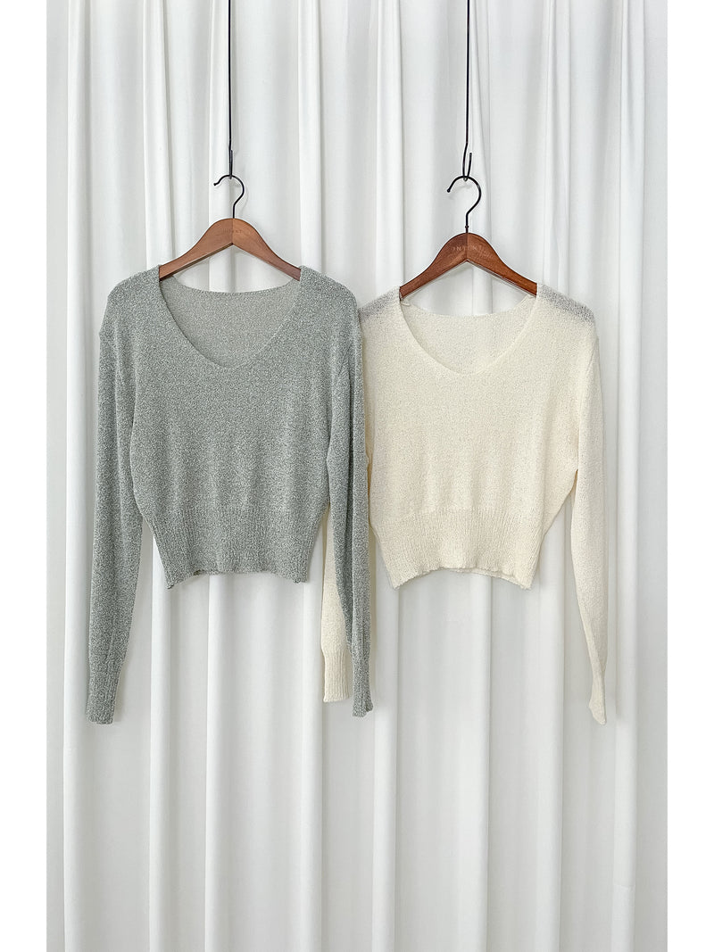 V Collar marshmallow Top 輕軟棉棉線料彈性V領上衣/ TP9193 （售完即止 不設訂貨）