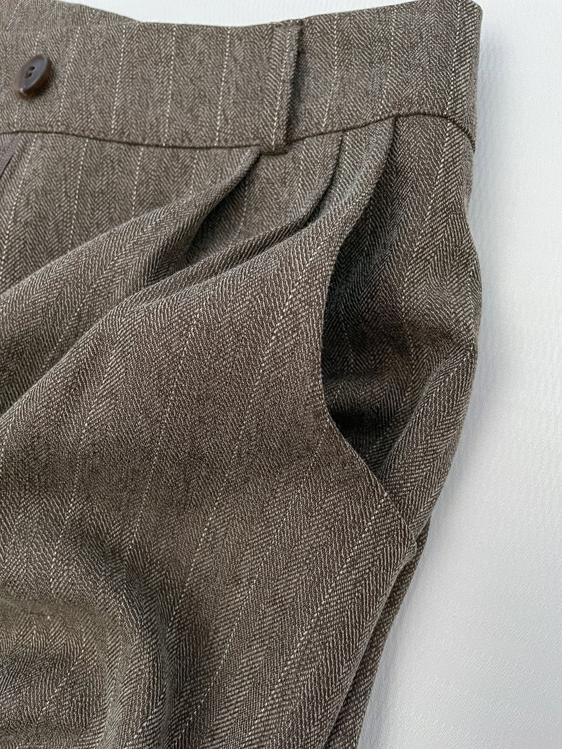 Classic Stripe Skirt Pants 英倫直條紋後橡筋A字裙褲/ SK8910