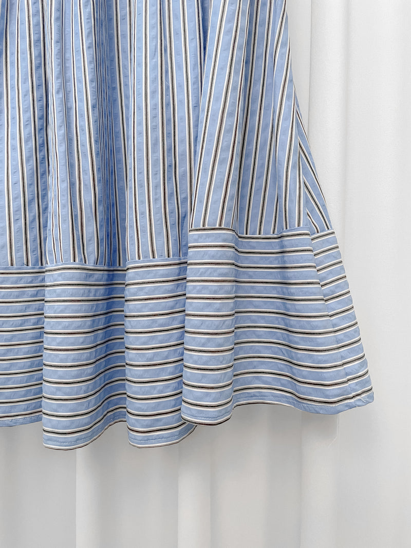 Stripe Dress 完美修肉直條紋口袋傘裙/ SK8912 (不設訂貨 售完即止）