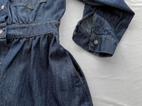 Casual Elegant Denim Dress 隨性與知性恤衫領修腰牛仔連身裙/ DS1011