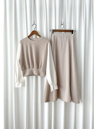 Spliced French Set 恤衫拼針織裙子兩件套/ DS1014