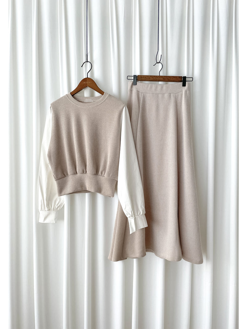 Spliced French Set 恤衫拼針織裙子兩件套/ DS1014