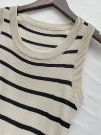 Stripe Dress Set 法式舒適防毛彈性線料外套及百褶連身裙/ SE8092 （pre-order)