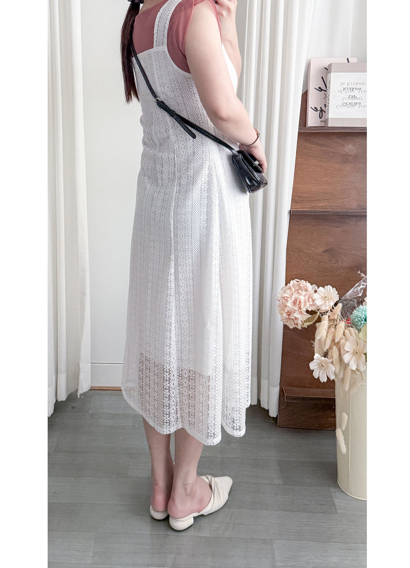 Vest Lace Dress 修身顯瘦蕾絲方領背心裙/ DS9946 (pre-order white)