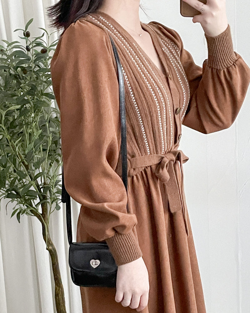 Vest Dress 精緻仿鈕扣條紋背心假兩件連身裙/ DS1026 (pre-order 11月24截單)