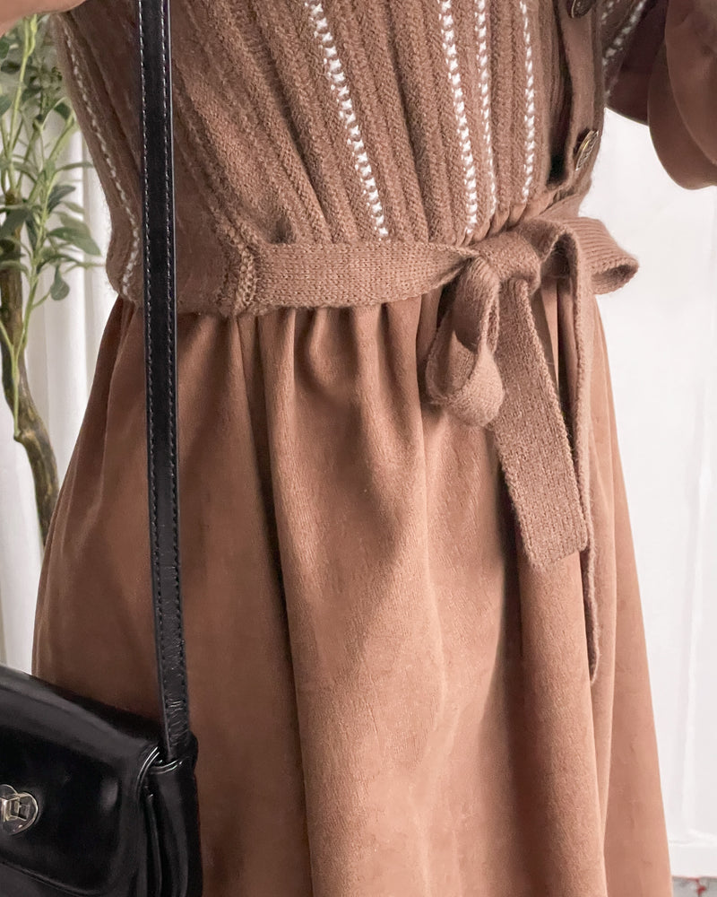 Vest Dress 精緻仿鈕扣條紋背心假兩件連身裙/ DS1026 (pre-order 11月24截單)