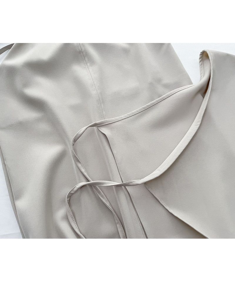 Vest Dress 可拆式腰帶中車線平領吊帶連身裙/ DS1017 (pre-order ivory 11月24截單)